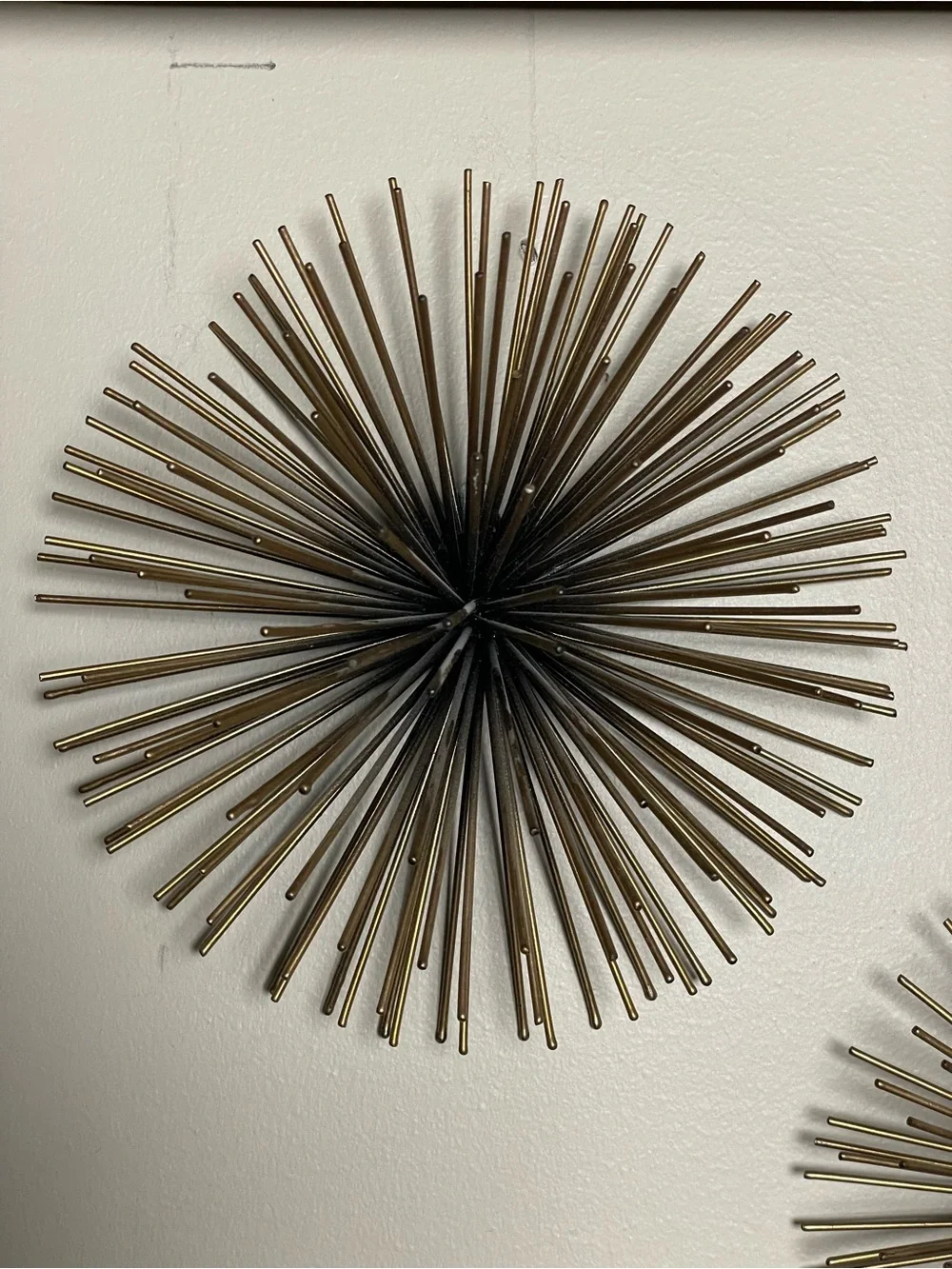 Metal Starburst Mid Century Modern Wall Sculptures - Bronze Set of 3